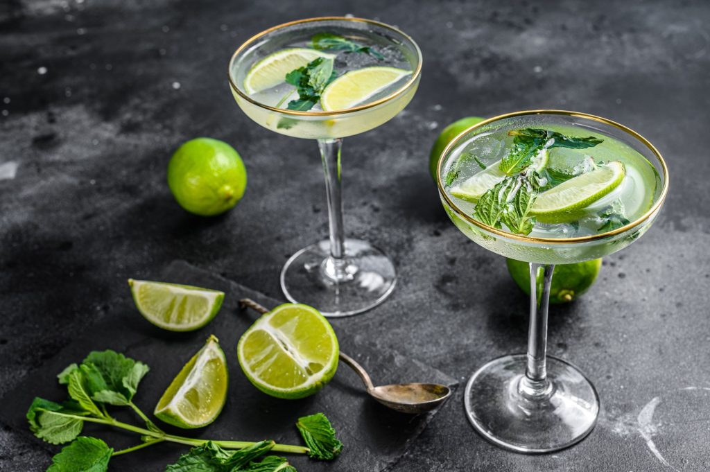 Mojito cocktail, Refreshing mint with rum and lime, cold drink or beverage.